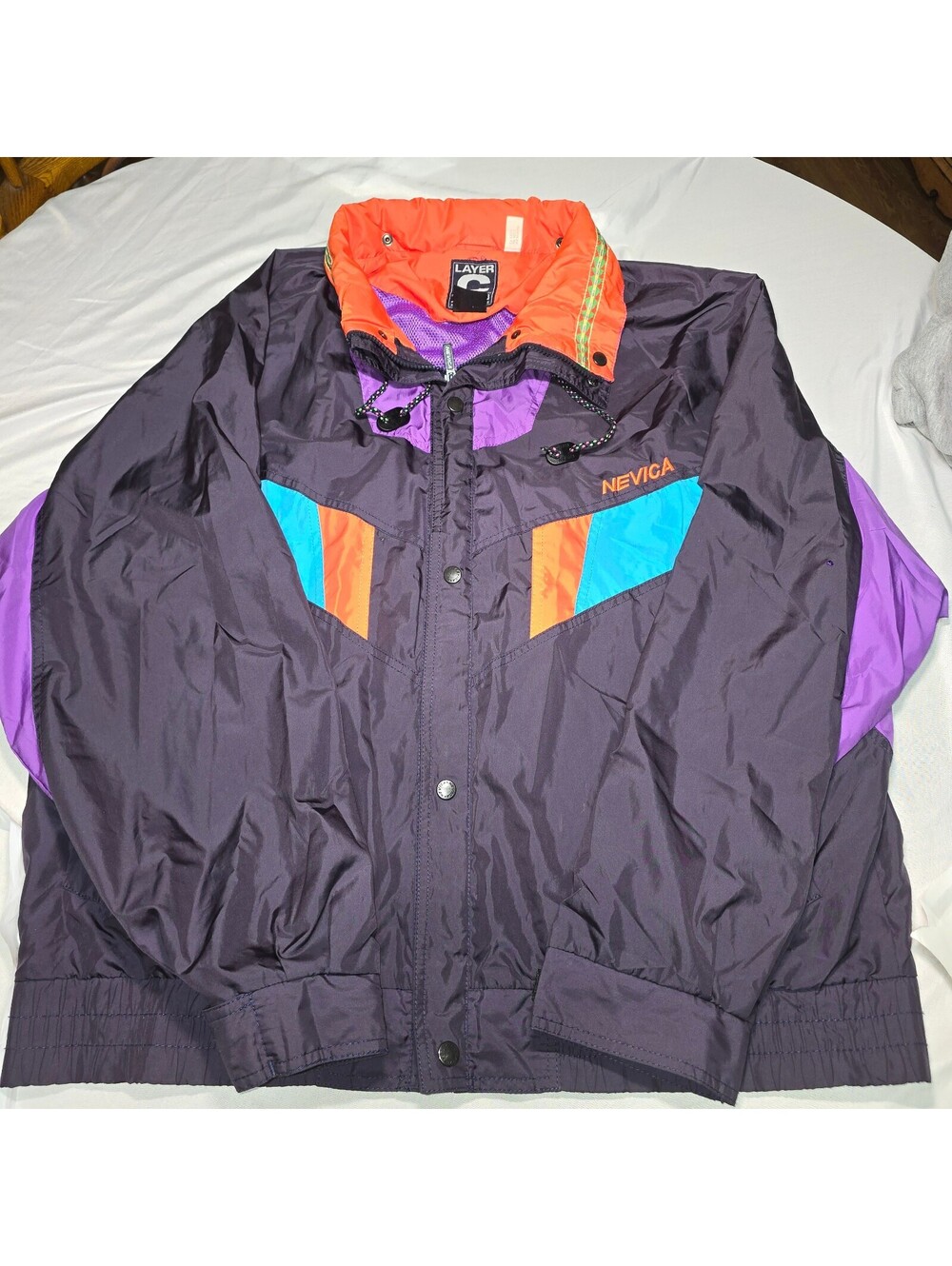 Vintage 80s 90s Nevica Layer C Ski Jacket Colorblock Neon Men's Size 44 XL Retro